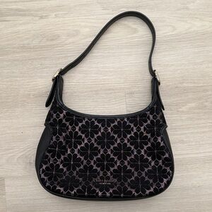 Kate Spade Black and Purple Floral Shoulder Bag